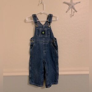 Baby boys 12 to 18 month John Deere blue denim overalls EUC